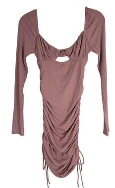 Princess Polly Mini Dress Womens 6 Pink Ruched Cutout Bodycon Long Sleeve Y2K